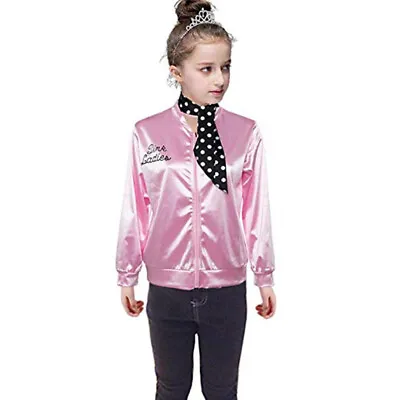 $27 • Buy Kids 50s Grease Pink Lady Satin Jacket Top Fancy Dress Up Costume AU 6- 14 Girl