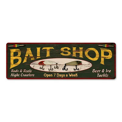 Bait Shop Sign Rustic Decor Vintage Fishing Sign Metal Sign 106180091029 • $31.95