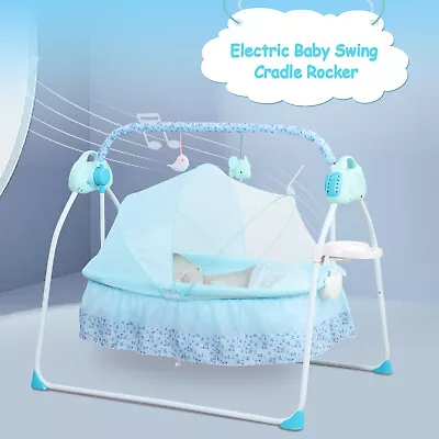 Auto Baby Swing Electric Crib Cradle Infant Rocker Bed Baby Cradle Bluetooth+Mat • £89
