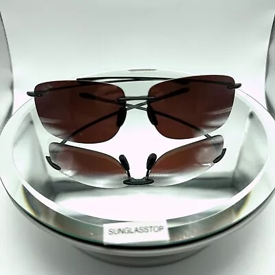 Maui Jim Hema Rimless Sunglasses Black Frame W/ Rose Polarized Lens R443-02 • $149.99