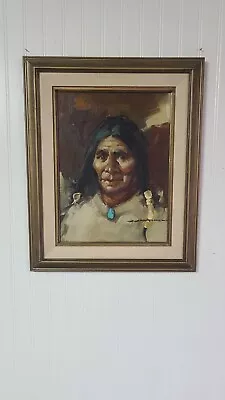 Vintage Native American J.J.Mitchell Oil Painting On Canvas • $350