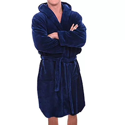 Bath Robe Coldproof Knee-length Pockets Thickened Warm Pajamas Robe Flannel • $20.68