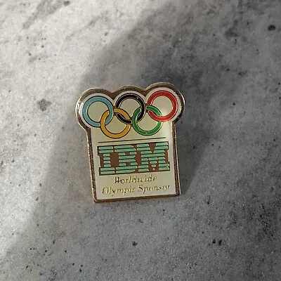 £5 • Buy IBM Official Olympic Sponsor Enamel Pin Badge Olympics 2cm Vintage