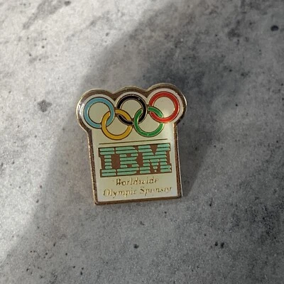 £5 • Buy IBM Official Olympic Sponsor Enamel Pin Badge Olympics 2cm Vintage