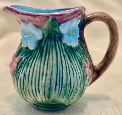 Vintage Miniature Pottery Pitcher Flower Majolica Excellent Condition • $20.99