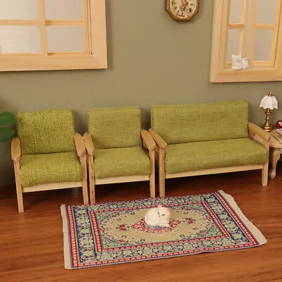 Dollhouse Wooden Fabric Double Single Sofa Miniature Furnitures Doll Decors Toys • $27.38