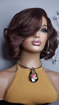 New Short Wavy Bob Style Full Cap Wig Womens Fashion Hair Auburn Ginger Brown  • $39