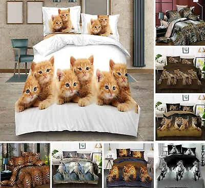 3D Effect Complete Bedding Set Duvet Quilt Cover Fitted Sheet Oxford Pillowcase • £21.49