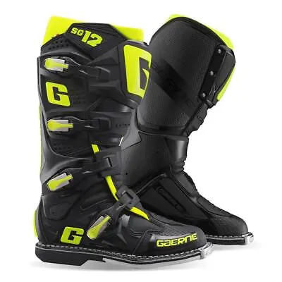 Gaerne SG12 Black/Yellow MX Boots Motocross Off-Road Enduro Racing Quad • £449.10