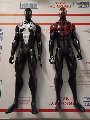 Set Of 2 Marvel Ultimate Spider Man Titan Hero Series Black Suit 12  Hasbro  • $9.99