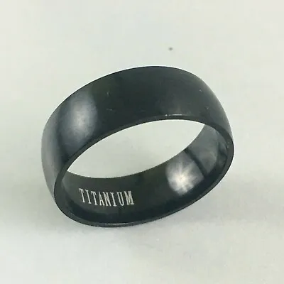 Men's Black Titanium Wedding Band 8mm Wide Simple Design Size 8 • $4.99