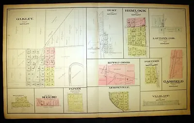 1896 Plat Map Villages Oakley Reese Hemlock Morseville Saginaw County Michigan • $24.50