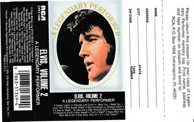 Elvis - Volume 2 - A Legendary Performer (Music Cassette) • $39.99