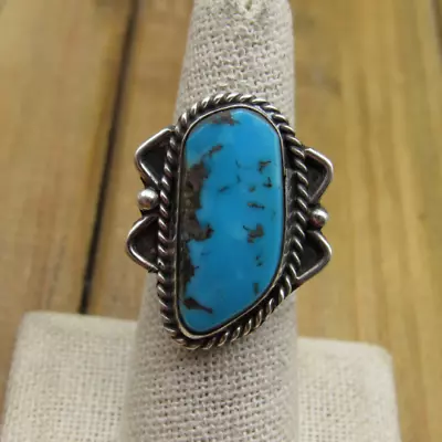 Vintage Sterling Silver Turquoise Ring Size 7.25 • $90