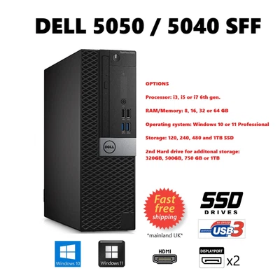 £279 • Buy Dell OptiPlex 5050 5040 SFF Intel I7-6700 64GB RAM 1TB SSD FAST Desktop PC HDMI