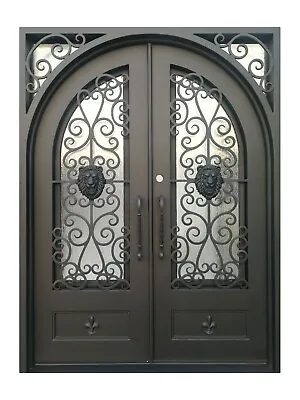 Coppell Double Front Entry Wrought Iron Door Rain Glass 62  X 82  Right Active • $3495