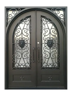 Coppell Double Front Entry Wrought Iron Door Rain Glass 72  X 96  Right Active • $4795