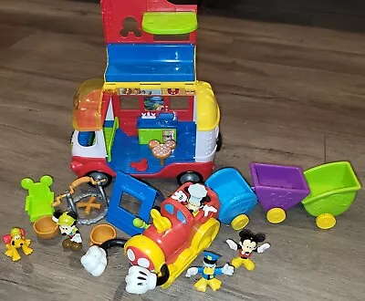 Disney Junior Mickey Mouse Outdoor Explore Lights Sound Camper Train Playset Lot • $33.96