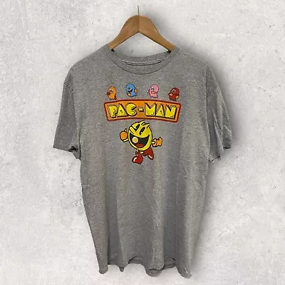 PAC-MAN Modern Large Print Graphic T Shirt Gray Size Large • $8