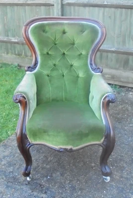 £175 • Buy Victorian Mahogany And Upholstered Spoonback Armchair