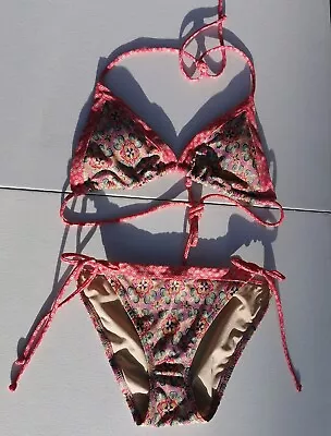 Victoria's Secret Sz M Tri Bikini Top Wireless Straps Sz S High Bottom Side Tie • $49