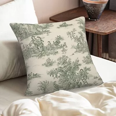 Toile Pillow CoversFrench Country DecorVintage Throw PillowsGreen Pillow C... • $15.30