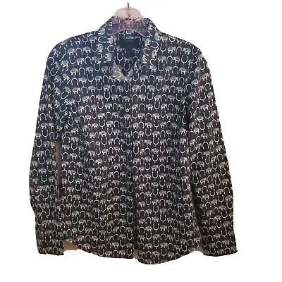 JCrew Perfect Button Front Women's Size 2 Elephant Navy Blue Long Sleeve Shirt • $6.92