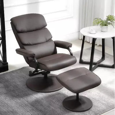 Recliner Ottoman Chair Leather Swivel Base Lounge Accent Armchair And Large 360 • $174.75