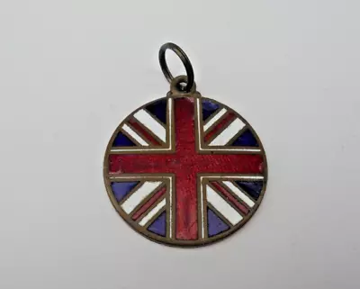 WW1 Patriotic Enamel Union Jack Medal / Watch Fob / Pendant Maker Rear Bellfax • £5.99