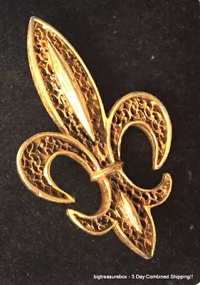 Vintage Brooch Pin Fleur De Lis Gold Tone Jewelry Lot Y • $1.99