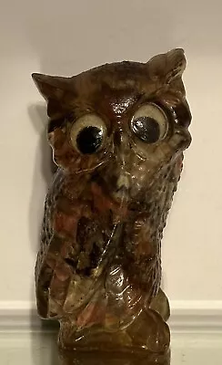 Vintage Acrylic Vomit Owl Stones Encased In Acrylic Figurine 3.75  Tall 2  Wide • $14