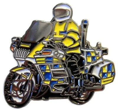 £2.69 • Buy Police Motorcycle Motorbike Metal Enamel Pin Badge Blue Yellow