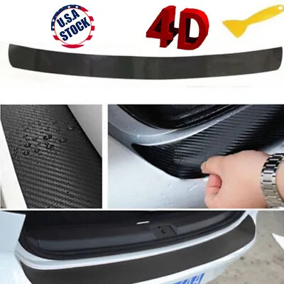 Car Accessories 4D Carbon Fiber Film Trunk Guard Plate Sticker Moulding Trim • $11.30