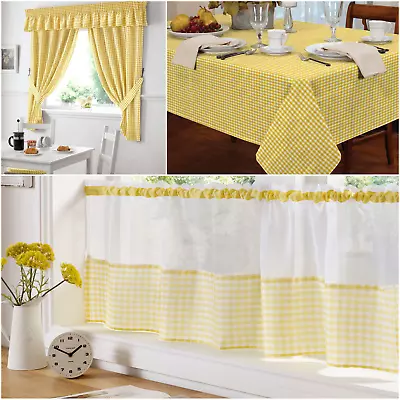 £12.99 • Buy Yellow Lemon Spring Summer Classic Gingham Stripe Check Kitchen Dining Homeware 