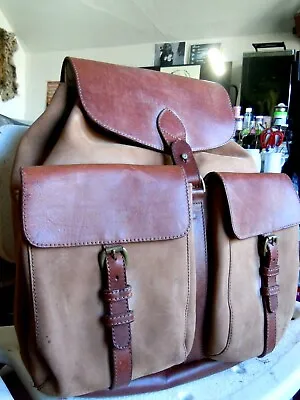 $199 • Buy  VTG Village Timberland  Brown Saddle Leather Large Back Pack 4