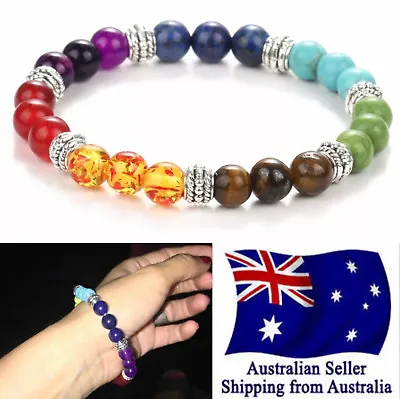 $6.50 • Buy New Chakra Bracelet Healing Lava Stone Color Bead Oil Diffuser Aromatherapy 1pc