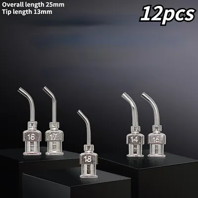 12pcs 45° Pre-Bent Dispenser Needles Tips Stainless Steel Glue Blunt Tip • $14.99