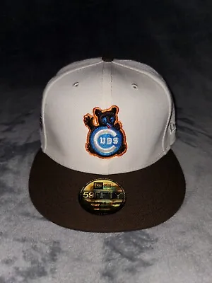 New Era 59 Fifty Chicago Cubs Owl Asg 1990 Ivory Brown Fitted Mens Hat Sz 7 5/8 • $35.99