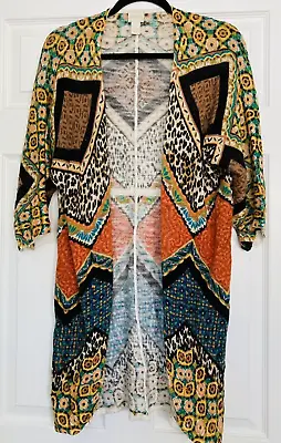 Chico's Women's Open Cardigan Sweater Sz. 0 XS Tribal Print • $24.95