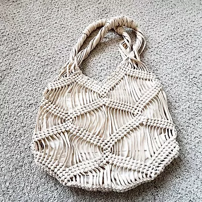 London Kaye Crochet Hobo Bag Shoulder Ivory Macrame Western Boho Tote Coastal • $35