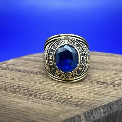 Vintage Ring UNITED STATES NAVY BLUE Stone Vietnam War Era • $30.99