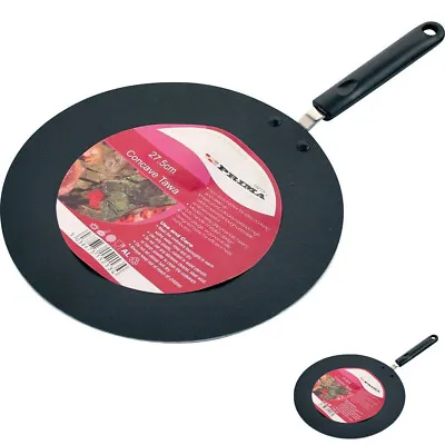 27.5cm Non Stick Tawa Cooking Kitchen Crepe Pan Heatproof Pancake Handle Concave • £4.99