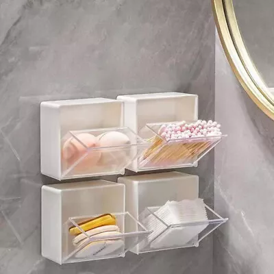 Acrylic Cotton Pad Swab Q-tip Storage Bud Holder Box Cosmetic Makeup Case Wall • £4.88