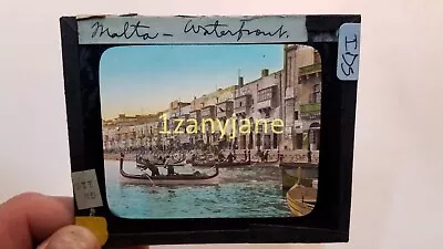 IDS HISTORIC Magic Lantern GLASS Slide MALTA WATERFRONT • $16.16