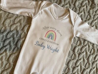 £9 • Buy Personalised Rainbow Baby Sleepsuit, Rainbow Baby, Baby Sleepsuit, Babygrow