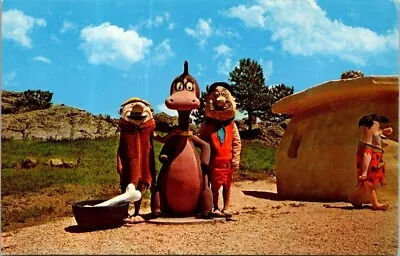 Vintage Flintstones Fred/Barney/Dino Bedrock City S Dakota Postcard • £7.71