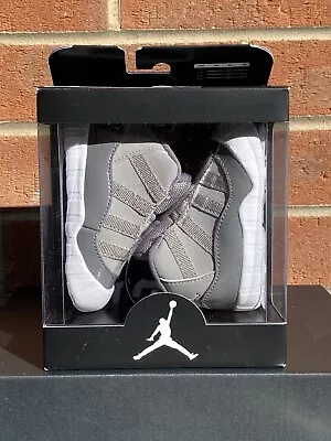 Nike Air Jordan 11 Crib Bootie Baby Shoes Size UK 2.5 EUR 18.5 US 3C Grey NEW • £59.90