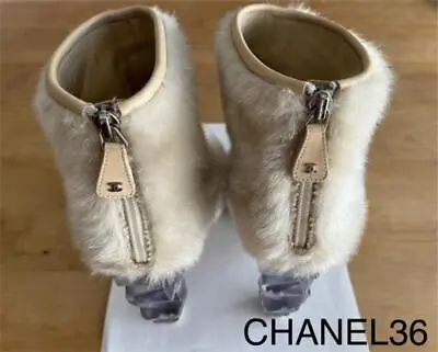 $541.50 • Buy Chanel Faux Fur Short Boots Size 36 Size 6US Women Shoes