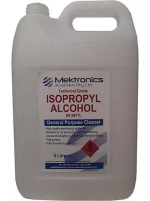 Mektronics IPA Technical Grade 100% Pure 5 Litre Isopropyl Alchohol (IPA5L) • $120.40