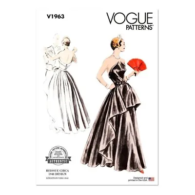 Vogue Dress Sewing Pattern 1963 14-22 Womens Vintage 40s Peplum Ball Gown Uncut • $15.50